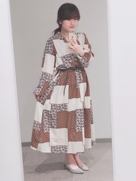 「a.g.plus（エージープラス）のアイテム（ワンピース/ドレス）」を使った、momoKoさん（レディース・150cm）の春コーディネート