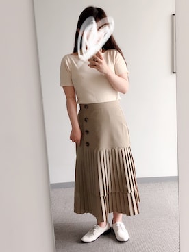 「a.g.plus（エージープラス）のアイテム（シューズ）」を使った、momoKoさん（レディース・150cm）の夏コーディネート