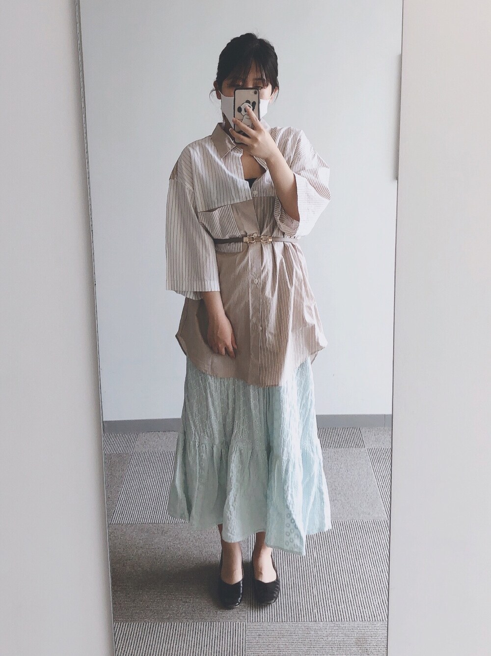 「GU、ゆるコーデ、お洒落さんとつながりたい、低身長、ベージュコーデ、ビッグシルエット」｜「GUのアイテム（シャツ/ブラウス、ベージュ系）」を使った、momoKoさん（レディース・150cm）の秋コーディネートの1枚目の写真