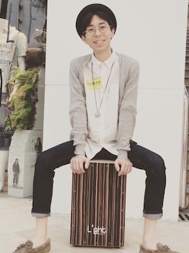 「MUJI」｜「アイテム（ノーカラージャケット）」を使った、Yeuk Kuk Judahさん（メンズ・168cm）の夏コーディネート