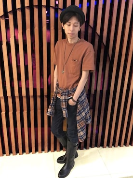 「AIGLE（エーグル）のアイテム（レインシューズ）」を使った、Yeuk Kuk Judahさん（メンズ・168cm）の夏コーディネート