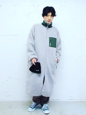 「whideout.（ファイドアウト）のアイテム」を使った、たくあんボーイさん（メンズ・171cm）の冬コーディネート
