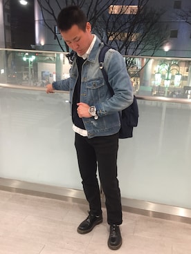 「アイテム（デニムジャケット）」を使った、たっさーさん（メンズ・166cm・20代）の春コーディネート