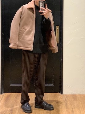 「ムートン」｜「アイテム（その他）」を使った、ゴン太さん（メンズ・173cm）の冬コーディネート