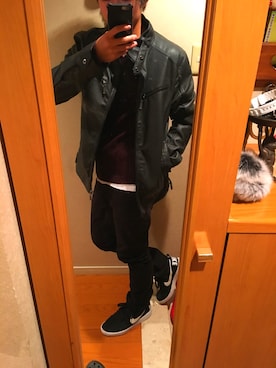 「Avail（アベイル）のアイテム（ライダースジャケット）」を使った、Takutoさん（メンズ・166cm）の春コーディネート