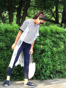 「SUPERTHANKS（スーパーサンクス）のアイテム」を使った、JUNKOさん（レディース・168cm）の夏コーディネート