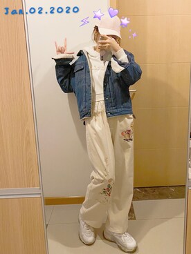 「休闲」｜「アイテム（その他アウター）」を使った、リュテさん（レディース・158cm）の冬コーディネート