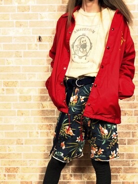 「Champion（チャンピオン）のアイテム（ナイロンジャケット）」を使った、7usedclothesさん（レディース・163cm）の春コーディネート