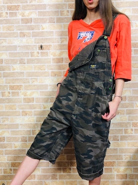 「OSHKOSH（オシュコシュ）のアイテム（サロペット/オーバーオール）」を使った、7usedclothesさん（レディース・163cm）の春コーディネート