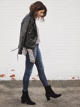 「stripes」｜「アイテム（ブーティ）」を使った、modさん（レディース・170cm）の冬コーディネート