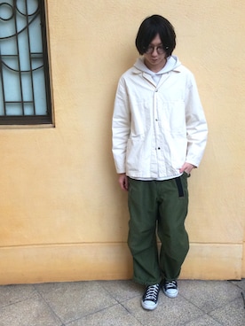 「アイテム（カバーオール、ホワイト系）」を使った、SUDOさん（メンズ・187cm）の冬コーディネート