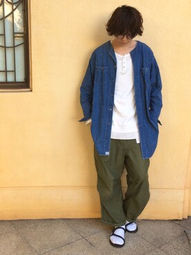 「orSlow（オアスロウ）のアイテム（トップス）」を使った、SUDOさん（メンズ・187cm）の春コーディネート