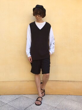 「SASQUATCHfabrix」｜「アイテム（ハンチング/ベレー帽）」を使った、SUDOさん（メンズ・187cm）の夏コーディネート