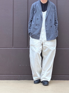 「BEAMS PLUS（ビームスプラス）のアイテム（サロペット/オーバーオール）」を使った、SUDOさん（メンズ・186cm）の春コーディネート