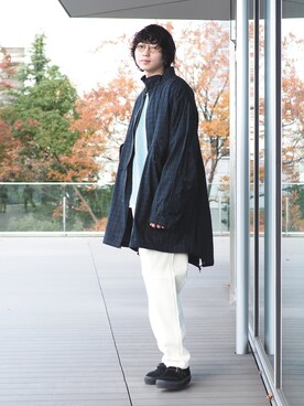 「チェック柄に恋してる」｜「アイテム（その他アウター）」を使った、SUDOさん（メンズ・186cm）の秋コーディネート