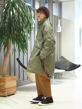 「BEAMS（ビームス）のアイテム（モッズコート）」を使った、SUDOさん（メンズ・186cm）の秋コーディネート