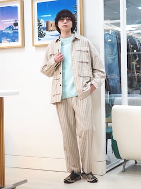 「BEAMS LIGHTS（ビームスライツ）のアイテム（セットアップ）」を使った、SUDOさん（メンズ・186cm）の冬コーディネート