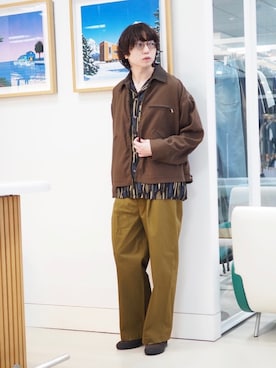 「BEAMS LIGHTS（ビームスライツ）のアイテム（その他パンツ）」を使った、SUDOさん（メンズ・186cm）の冬コーディネート