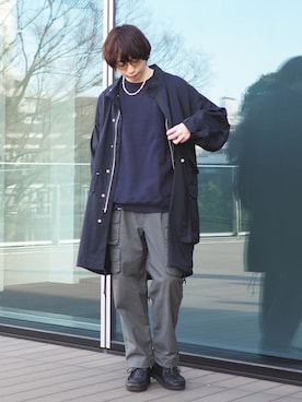 「レースアップシューズ」｜「アイテム（モッズコート）」を使った、SUDOさん（メンズ・186cm）の冬コーディネート