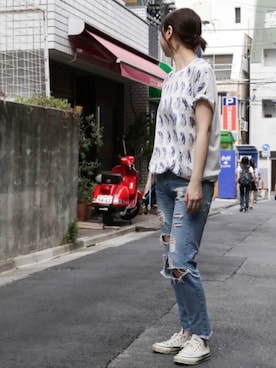 「海」｜「アイテム（チュニック）」を使った、momoさん（レディース・170cm）の夏コーディネート