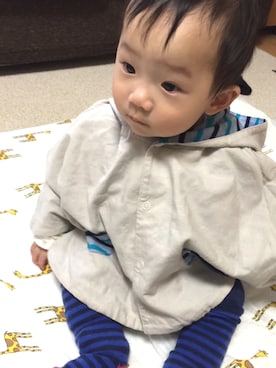 「アイテム（ソックス/靴下、ブルー系）」を使った、あおwearさん（キッズ・70cm）の冬コーディネート