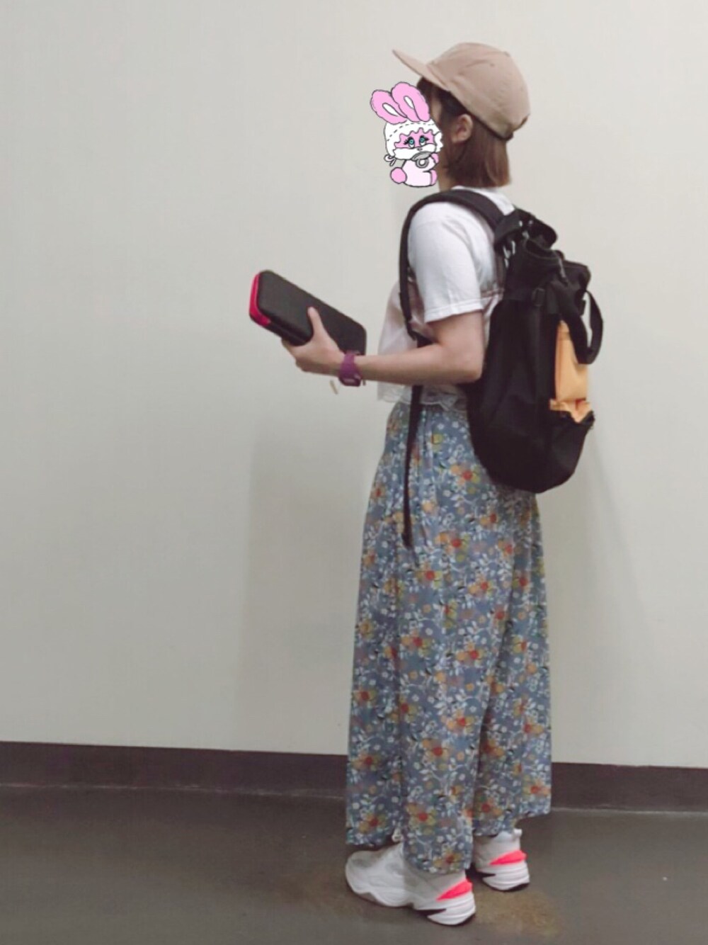 「B印 YOSHIDA(BEAMS×PORTER)のアイテム（バックパック/リュック、ブラック系）」を使った、hohoさん（レディース・158cm）の春コーディネートの1枚目の写真
