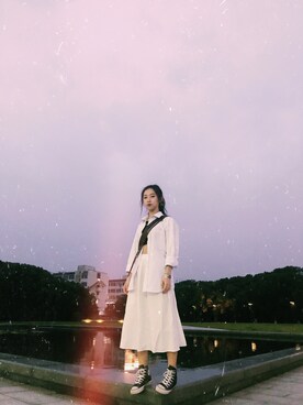 「CONVERSE（コンバース）のアイテム（アクセサリー）」を使った、一隻十九年さん（レディース・158cm）の夏コーディネート