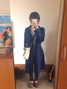 「ジーナシス」｜「アイテム（トレンチコート）」を使った、Sayaさん（レディース・152cm）の春コーディネート