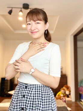 「a.g.plus（エージープラス）のアイテム（スカート）」を使った、＊りょうこいずむ＊フォロー返し絶対☺️＊さん（レディース・165cm）の夏コーディネート