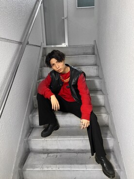 「BlackEyePatch（ブラックアイパッチ）のアイテム（スウェット）」を使った、junkichiさん（メンズ・172cm）の冬コーディネート