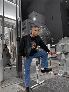 「BlackEyePatch（ブラックアイパッチ）のアイテム（パンツ）」を使った、junkichiさん（メンズ・170cm）の冬コーディネート