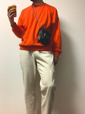 「WESTBOY（ウエストボーイ）の【WEST BOY】【2020AW】スウェット ワイドシルエット ドロップショルダー（スウェット、オレンジ系）」を使った、DAISUKEさん（メンズ・183cm）の秋コーディネート