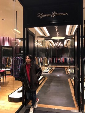 「HYSTERIC GLAMOUR（ヒステリックグラマー）のアイテム（ムートンコート）」を使った、北ちゃんさん（メンズ・172cm）の冬コーディネート