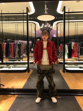 「HYSTERIC GLAMOUR（ヒステリックグラマー）のHYS WHISKY柄 刺繍キャップ（キャップ）」を使った、北ちゃんさん（メンズ・172cm）の春コーディネート