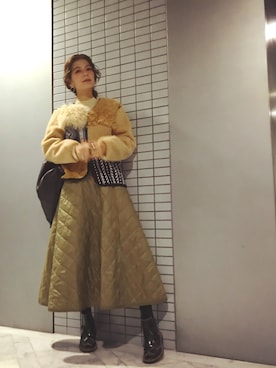 「キルティングスカート」｜スザンヌさん（レディース・165cm）の秋コーディネート