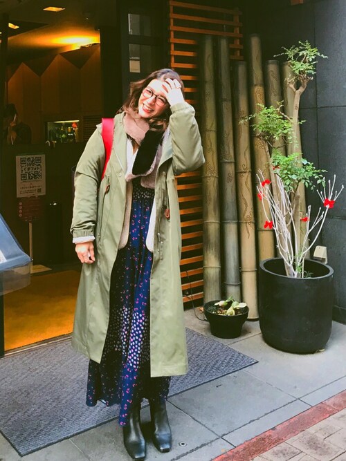 スザンヌ使用「Omekashi（ロングモッズコート）」的時尚穿搭