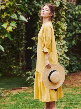 コットンリネンタックスリーブロングワンピースを使った人気ファッションコーディネート Wear