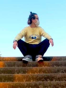 「FULLCOUNT（フルカウント）のアイテム（スウェット）」を使った、よーしさん（メンズ・171cm）の春コーディネート