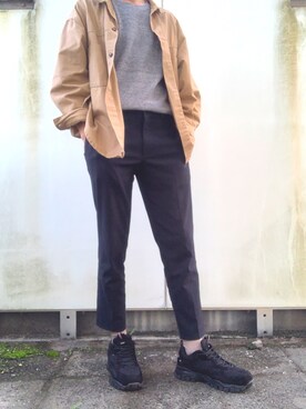「UNIQLO（ユニクロ）のアイテム（チノパンツ、ブラック系）」を使った、Benlinさん（メンズ・173cm）の冬コーディネート