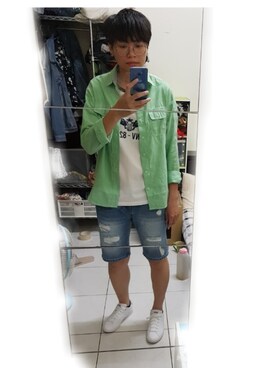 「CACO（カコ）のアイテム（パンツ）」を使った、Cola Wuさん（レディース・167cm）の夏コーディネート