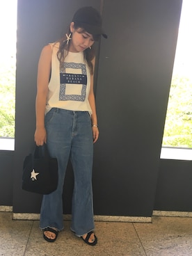 「FIG&VIPER（フィグアンドバイパー）のアイテム（キャップ）」を使った、Ayaさん（レディース・160cm）の夏コーディネート