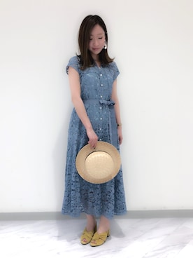 「アイテム（サンダル、イエロー系）」を使った、OR i BEさん（レディース・157cm）の春コーディネート