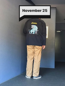 「Dickies（ディッキーズ）のアイテム（その他アウター）」を使った、かづをさん（メンズ・178cm）の秋コーディネート