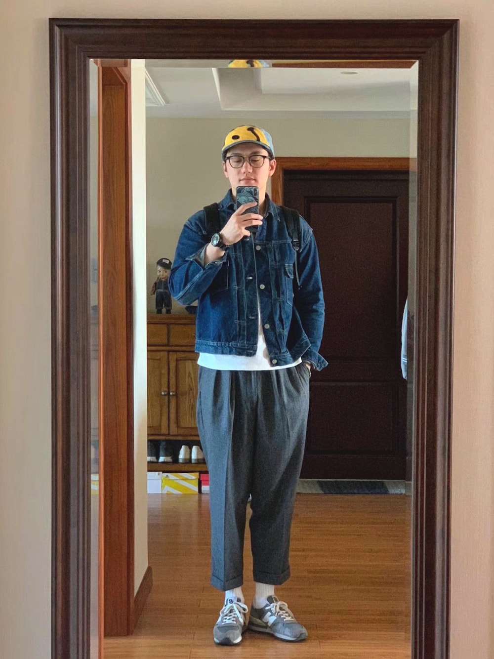「复古、休闲、日系极简、基础款」｜「orSlowのorslow,50'S DENIM JACKET 2 YEAR WASH（デニムジャケット、ブルー系）」を使った、Nickokoさん（メンズ・181cm）の秋コーディネートの1枚目の写真