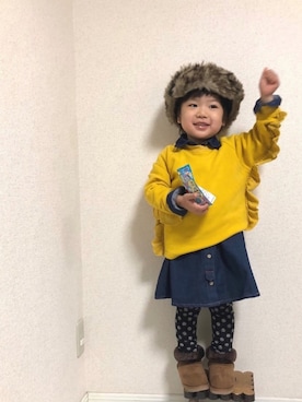 「アイテム（シャツワンピース）」を使った、hinataさん（キッズ・100cm）の冬コーディネート