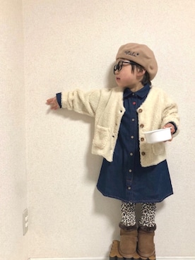 「アイテム（シャツワンピース）」を使った、hinataさん（キッズ・100cm）の冬コーディネート