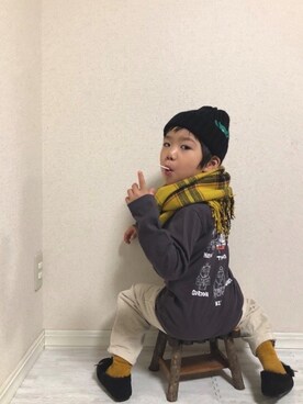 「Thomas（トーマス）のアイテム」を使った、hinataさん（キッズ・110cm）の冬コーディネート