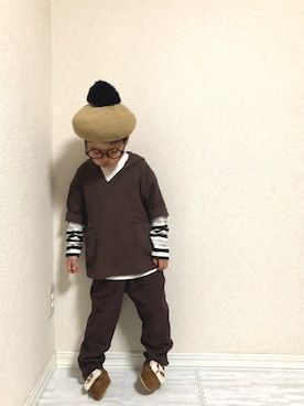 「Thomas（トーマス）のアイテム」を使った、hinataさん（キッズ・110cm）の冬コーディネート