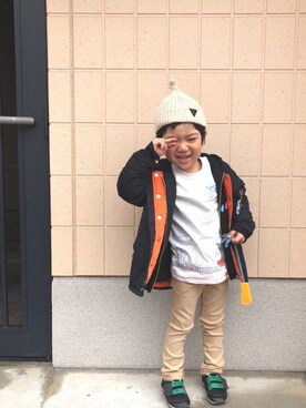 「Thomas（トーマス）のアイテム」を使った、hinataさん（キッズ・110cm）の冬コーディネート