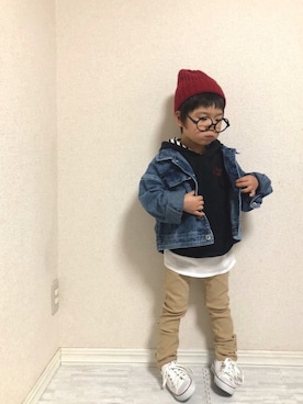 「jump（ジャンプ）のアイテム」を使った、hinataさん（キッズ・110cm）の冬コーディネート